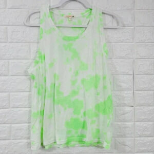 Sundry Women's Tie Dye Racerback Tank top Green Sleeveless Green/White Size 3